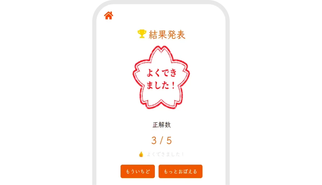 学習成果の表示画面